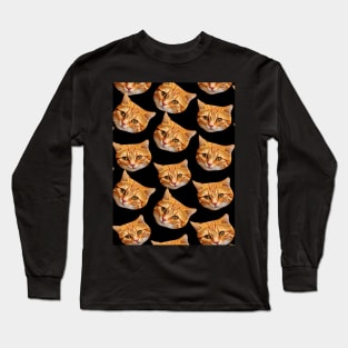 1980s Kawaii cute black and orange kitty tabby cat Long Sleeve T-Shirt